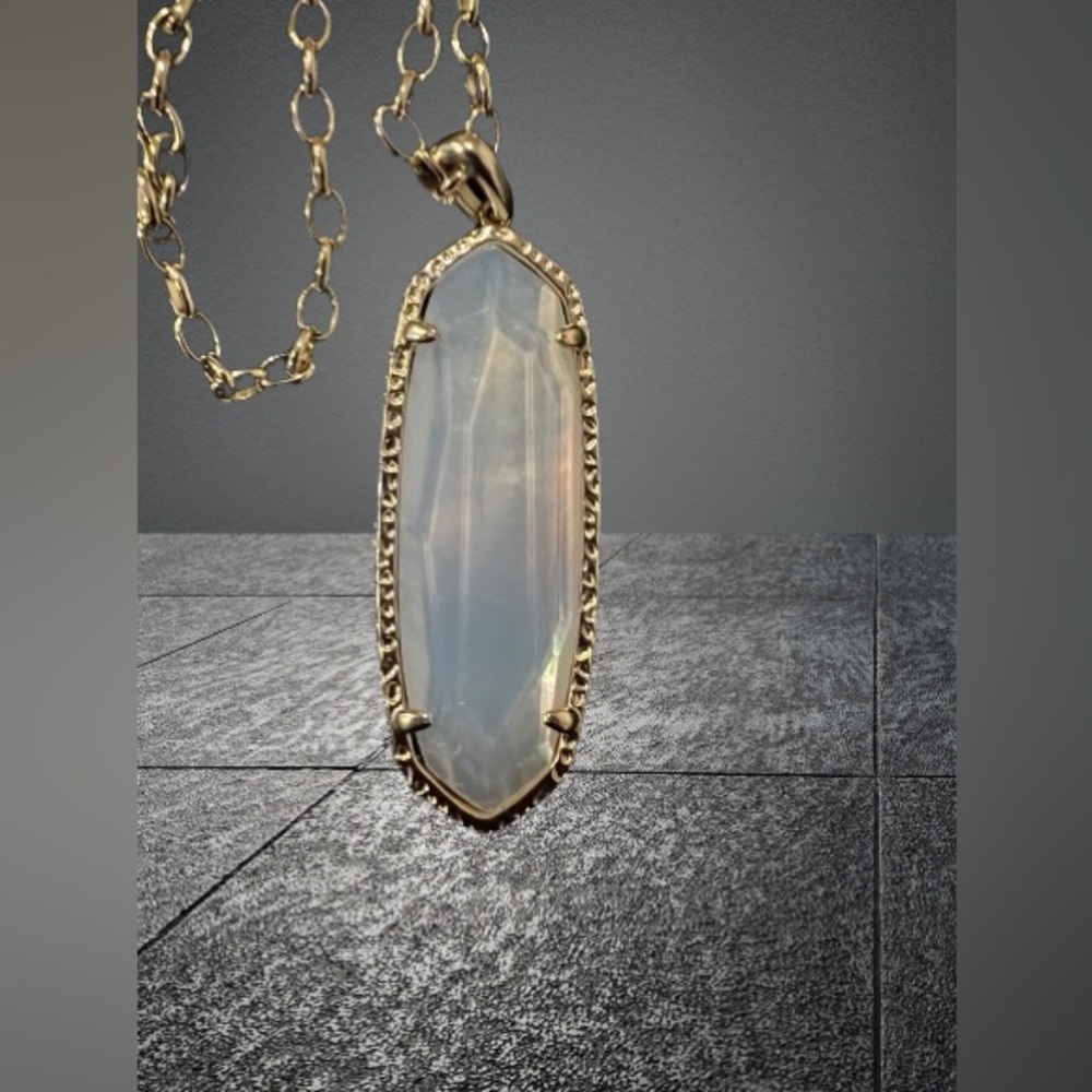 Kendra Scott Layla Long Pendant Necklace, Gold Opalite Illusion - Picture 5 of 6
